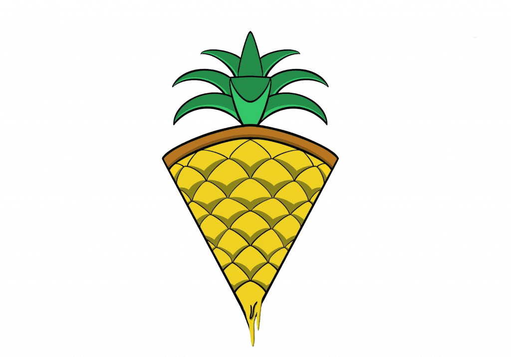 Un trozo de pizza con forma de piña